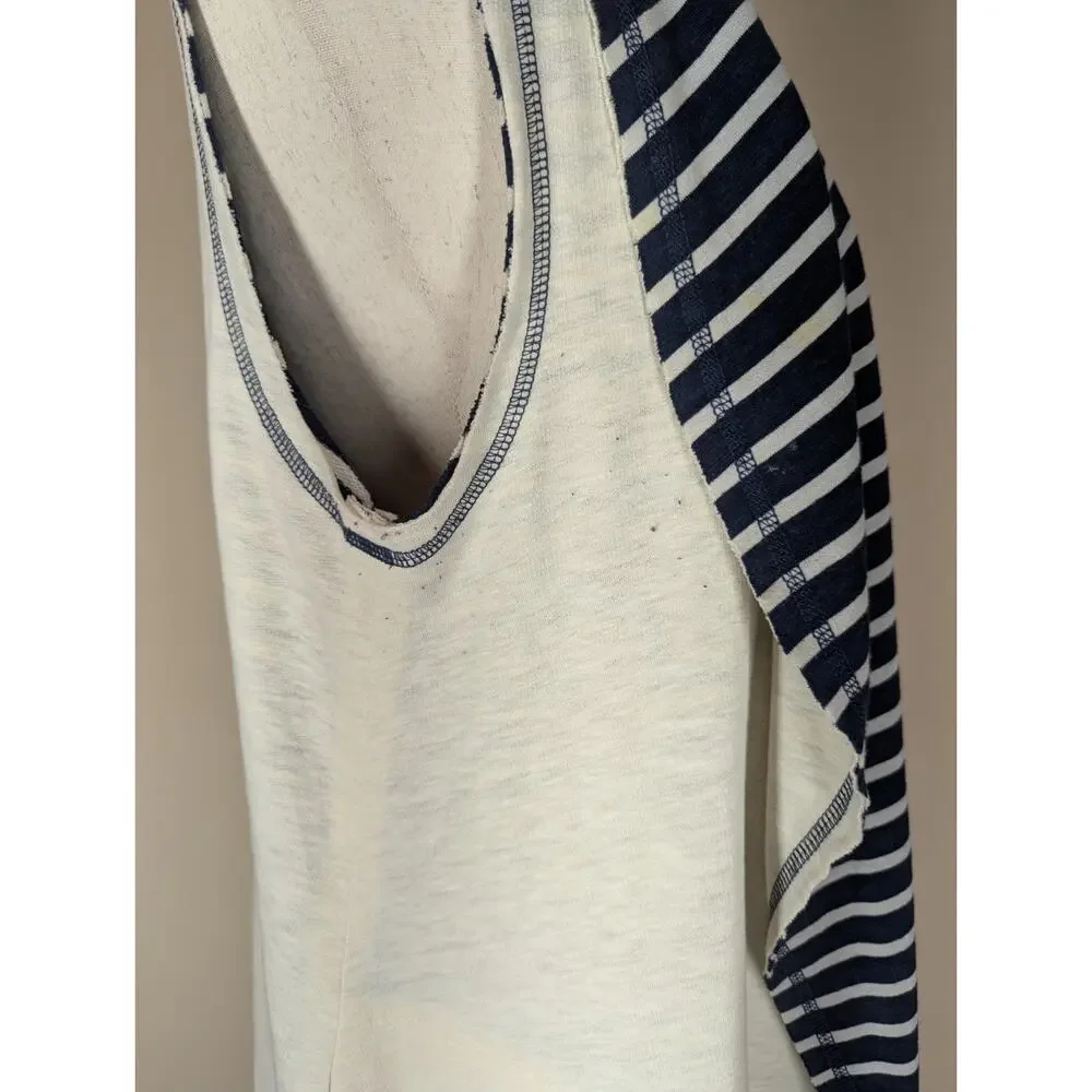 Matilda Jane Women's Full Moon Reversible Vest Navy Blue Cream Stripe Size Large